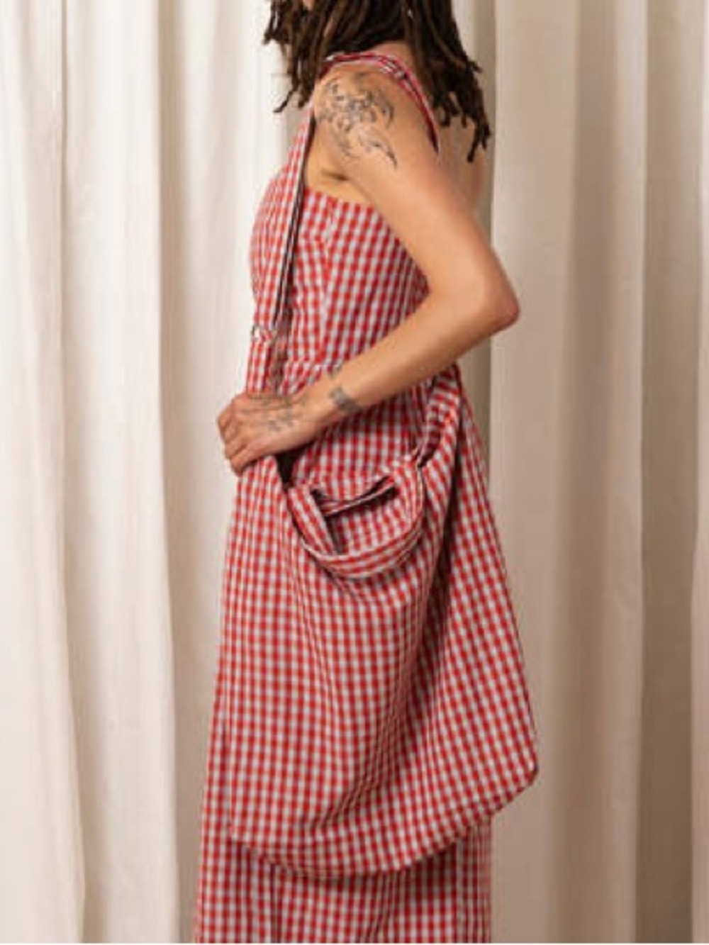 Ali Golden Silk Noil Bag in Poppy/Ice Gingham